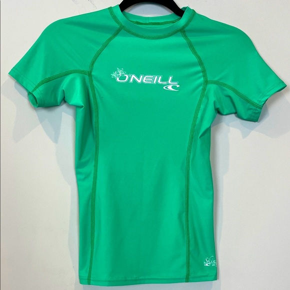 O'Neill Women's Size XS Short Sleeve Rashguard Green White UPF 50 - Picture 1 of 7